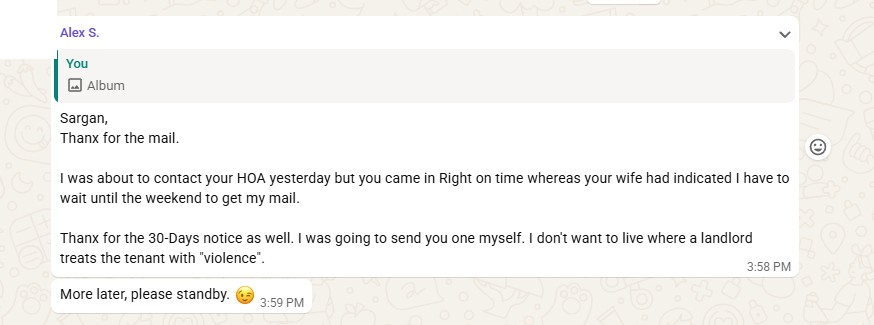 Earlier notice acknowledgment screenshot, with avatar removed
